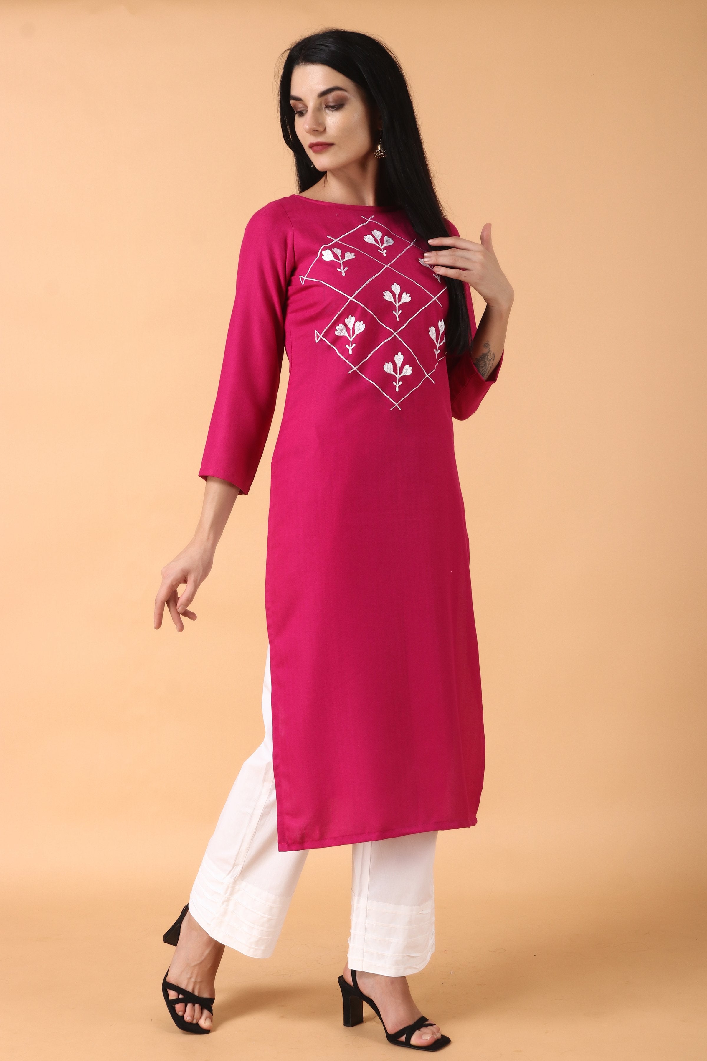 Buy Women Grey Self Design Wool blend Kurti Set Online in India - Monte  Carlo